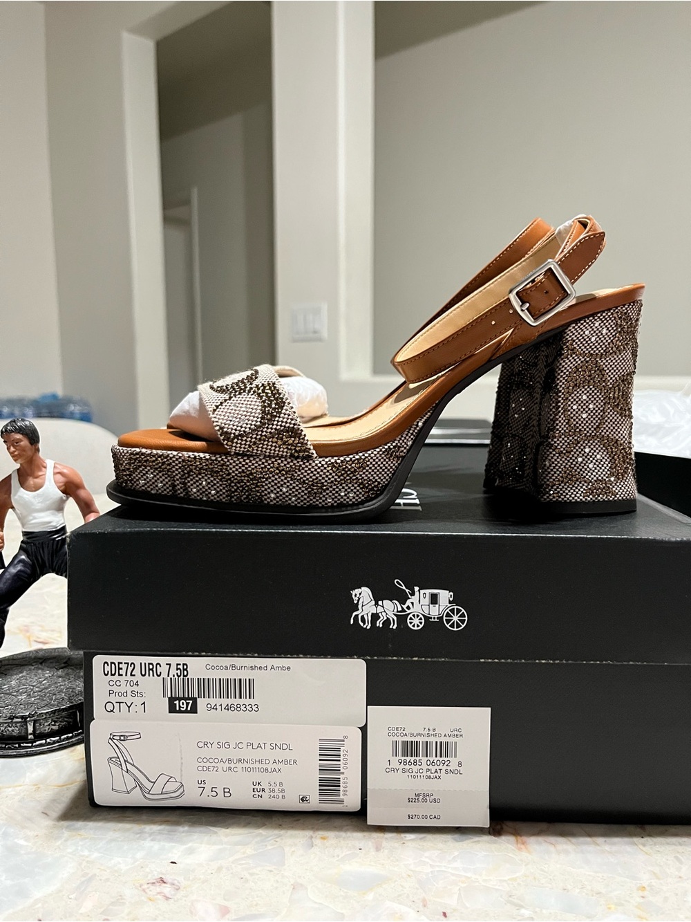Coach Platform Sandal In Crystal Signature Jacquard NIB - Picture 10 of 13